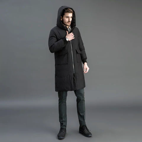 Herren Gefütterter Funktions-Parka mit Kapuze und knieumspielender Steppfüllung Nord Taschen