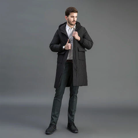 Herren Gefütterter Funktions-Parka mit Kapuze und knieumspielender Steppfüllung Nord Taschen