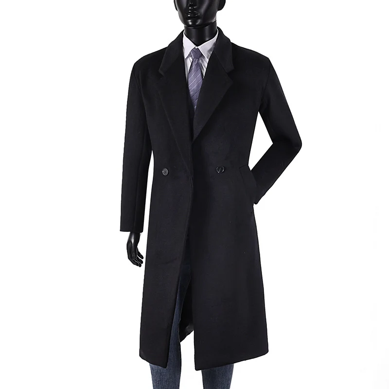Herren Moderner Longcoat aus Wollmix mit schmalem Revers, leichter Taillierung und seitlichen Eingrifftaschen Nord Taschen