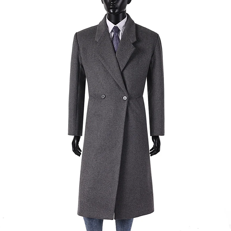 Herren Moderner Longcoat aus Wollmix mit schmalem Revers, leichter Taillierung und seitlichen Eingrifftaschen Nord Taschen