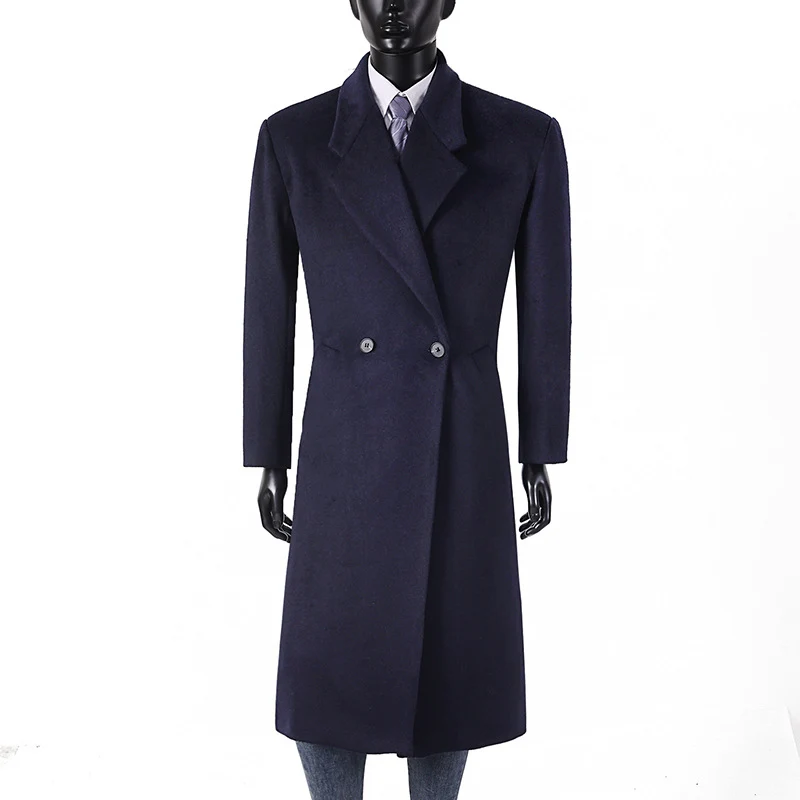 Herren Moderner Longcoat aus Wollmix mit schmalem Revers, leichter Taillierung und seitlichen Eingrifftaschen Nord Taschen