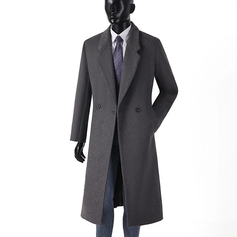 Herren Moderner Longcoat aus Wollmix mit schmalem Revers, leichter Taillierung und seitlichen Eingrifftaschen Nord Taschen