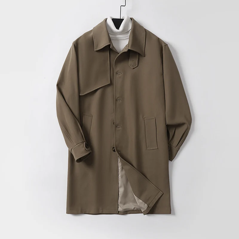 Herren midilanger Oversize-Kurzmantel mit durchgehender Knopfleiste und feinem Innenfutter Nord Taschen