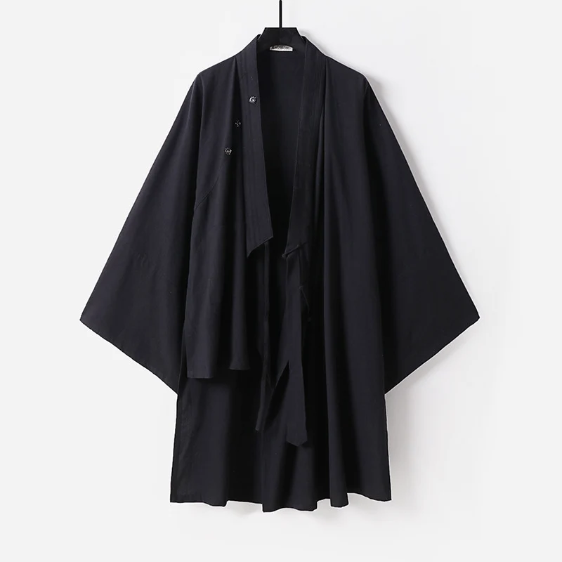 Unisex Oversize-Kimono-Mantel aus Baumwollmix mit weitem Schnitt und Bindegürtel Nord Taschen
