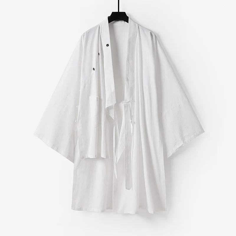 Unisex Oversize-Kimono-Mantel aus Baumwollmix mit weitem Schnitt und Bindegürtel Nord Taschen