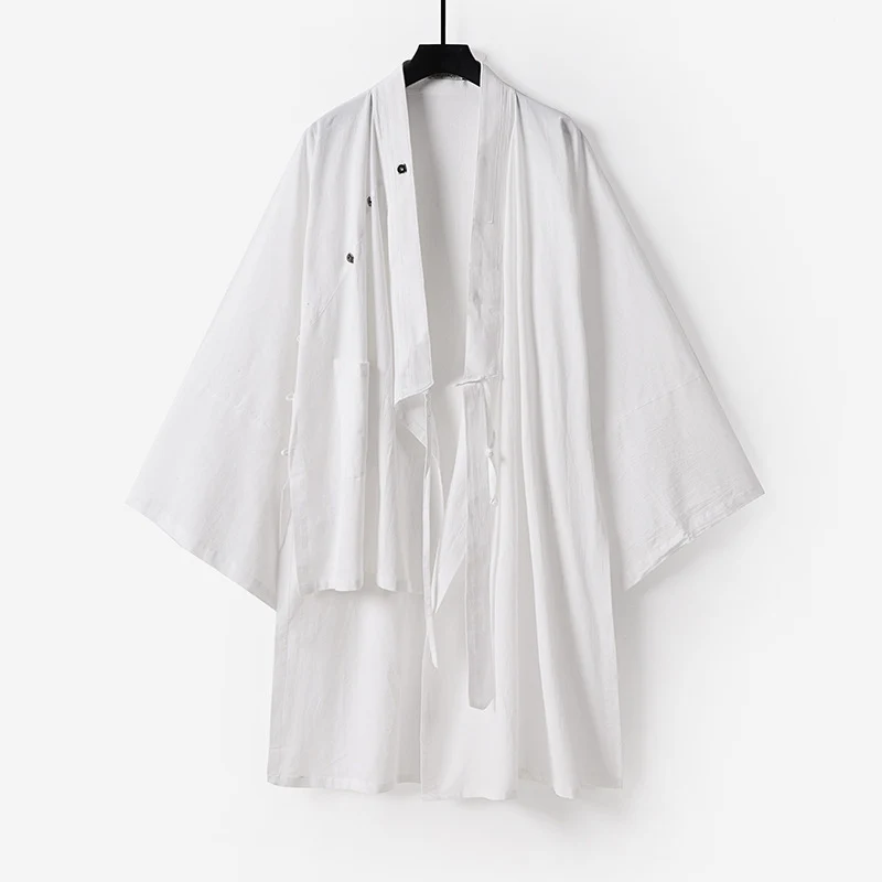 Unisex Oversize-Kimono-Mantel aus Baumwollmix mit weitem Schnitt und Bindegürtel Nord Taschen