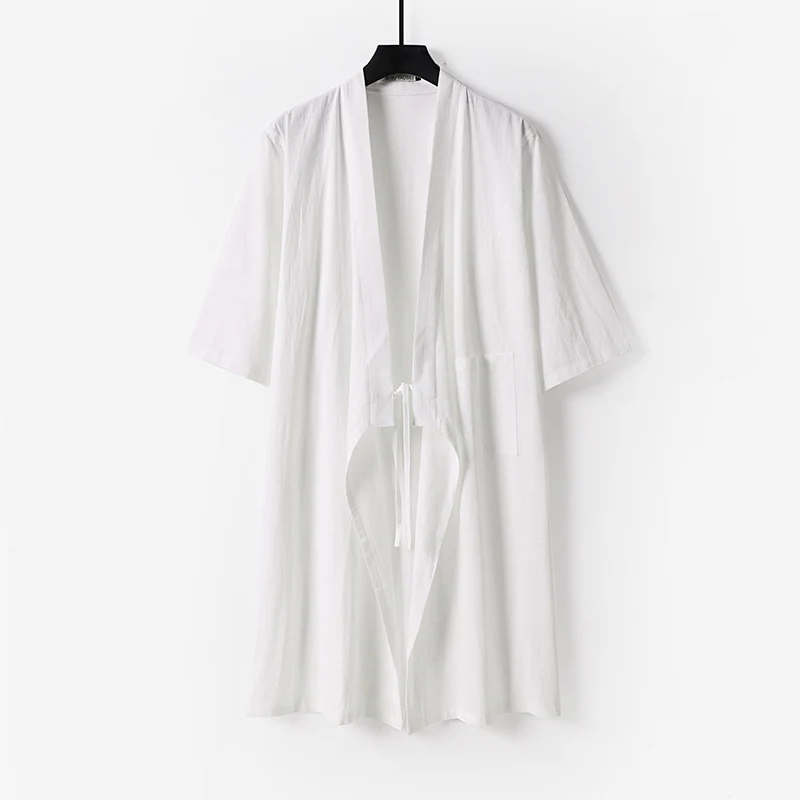 Unisex Oversize Kimono-Mantel aus Baumwollmischung mit Bindeband und Dreiviertelärmeln Nord Taschen