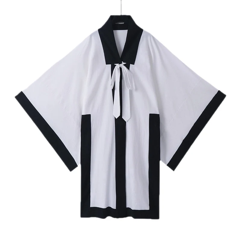 Unisex Oversize Kimono-Cardigan mit Kontrastblende, Bindeband und aufgesetzten Taschen Nord Taschen