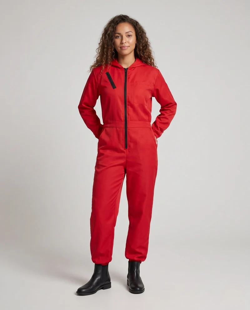 Damen Kapuzenoverall mit praktischen Taschen und Reißverschluss Nord Taschen