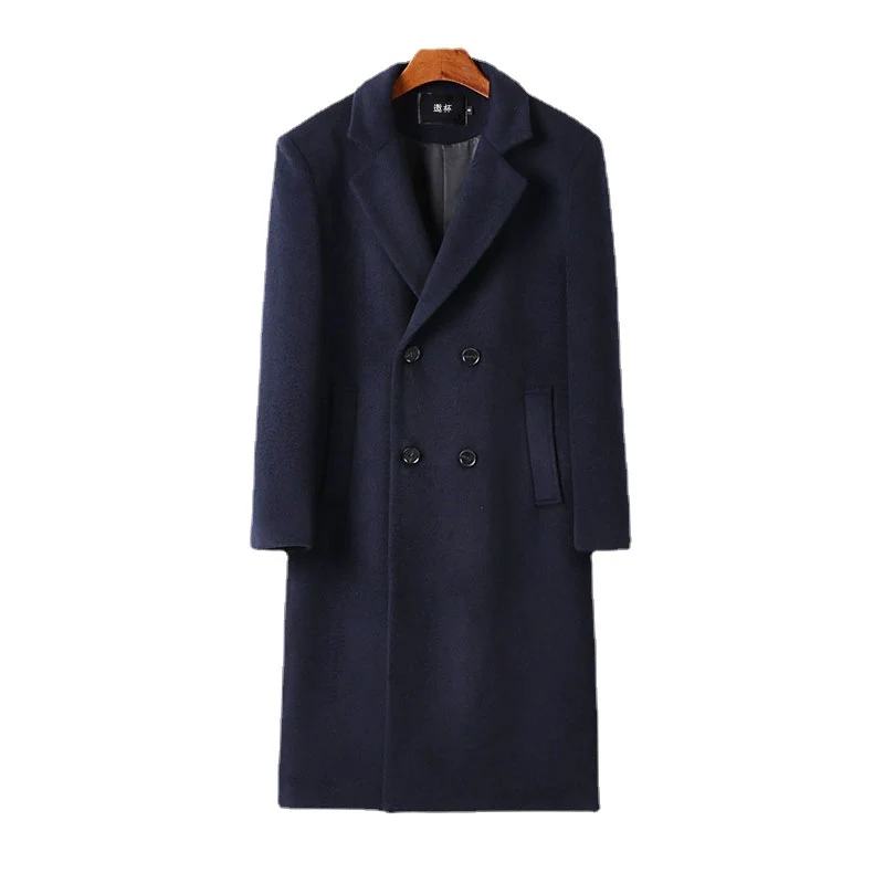 Herren Eleganter Wollmix-Longcoat mit Doppelreihe und fallendem Revers Nord Taschen
