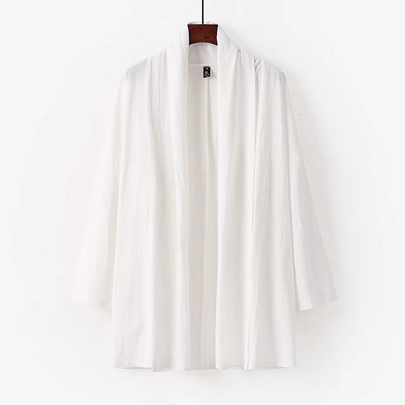 Unisex Offene Kimono-Cardigan aus leichter Baumwoll-Leinen-Mischung Nord Taschen