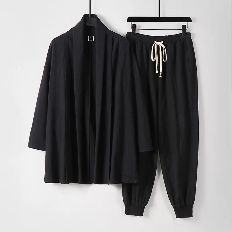 Unisex Luftiges Freizeit-Set im Kimono-Stil mit Schalkragenjacke und konisch zulaufender Joggerhose Nord Taschen