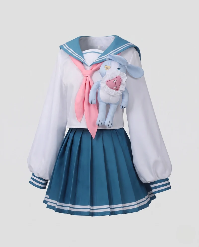 Damen Cosplay-Kleid mit detailliertem Bunny-Design und Schuluniform-Elementen Nord Taschen