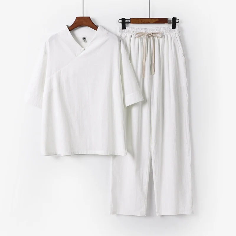 Unisex Leichtes Kimono-Loungewear-Set mit V-Ausschnitt und Tunnelzug-Hose Nord Taschen