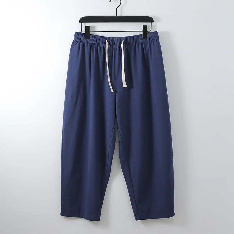 Unisex Leichte Baumwoll-Leinen Freizeithose mit elastischem Bund und Tunnelzug Nord Taschen