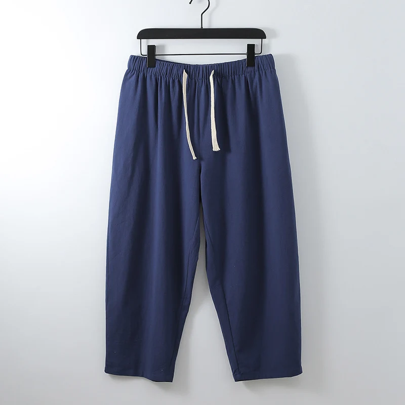 Unisex Leichte Baumwoll-Leinen Freizeithose mit elastischem Bund und Tunnelzug Nord Taschen