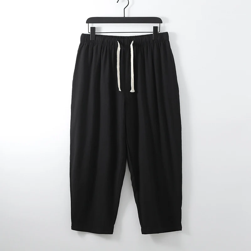 Unisex Leichte Baumwoll-Leinen Freizeithose mit elastischem Bund und Tunnelzug Nord Taschen