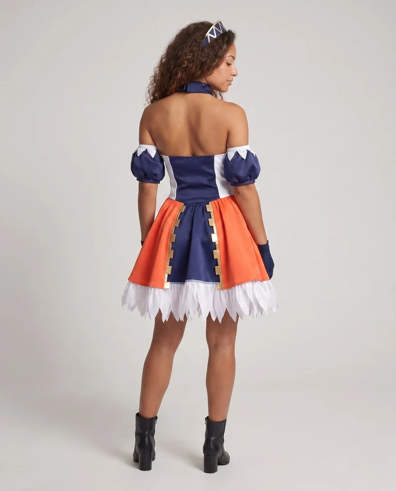 Damen Cosplay-Kleid mit eleganten Rüschendetails und vielseitigen Accessoires Nord Taschen