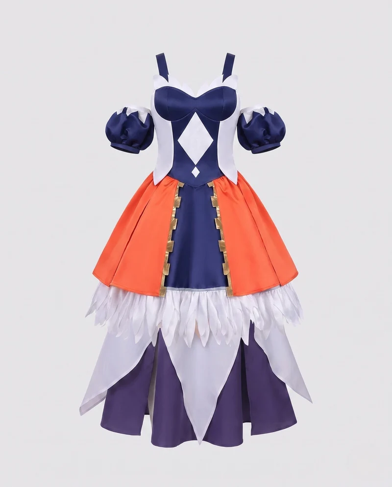 Damen Cosplay-Kleid mit eleganten Rüschendetails und vielseitigen Accessoires Nord Taschen
