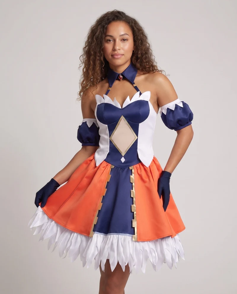 Damen Cosplay-Kleid mit stilvollen Ärmeln und aufwendigen Applikationen Nord Taschen