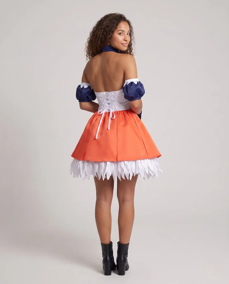 Damen Cosplay-Kleid mit stilvollen Ärmeln und aufwendigen Applikationen Nord Taschen