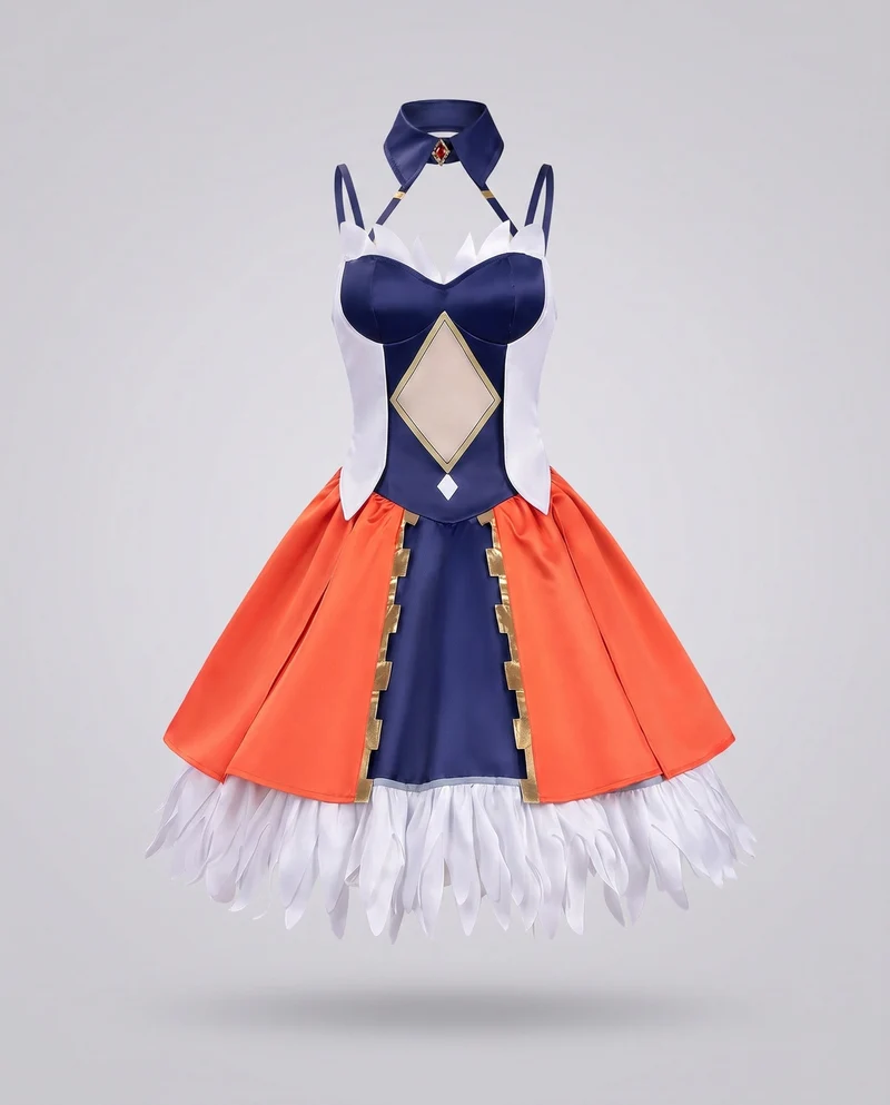 Damen Cosplay-Kleid mit stilvollen Ärmeln und aufwendigen Applikationen Nord Taschen