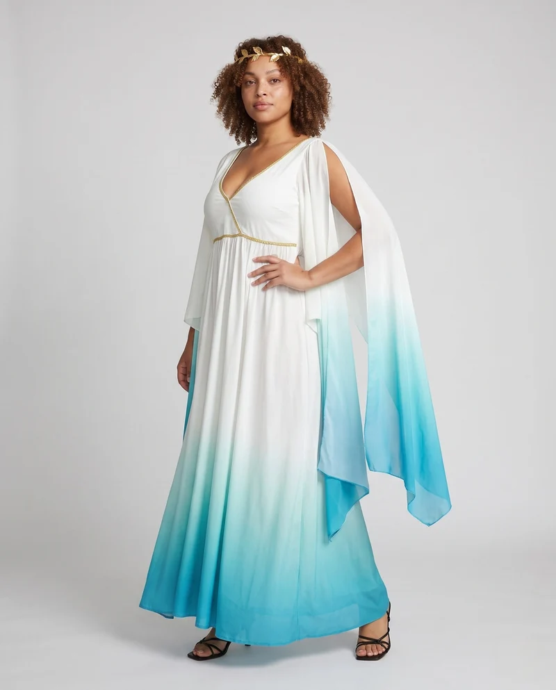 Damen Fließendes Maxi-Kleid mit weiten Ärmeln und Ombre-Effekt Nord Taschen