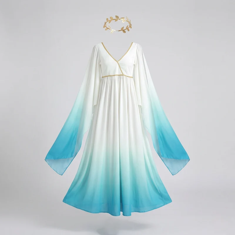 Damen Fließendes Maxi-Kleid mit weiten Ärmeln und Ombre-Effekt Nord Taschen