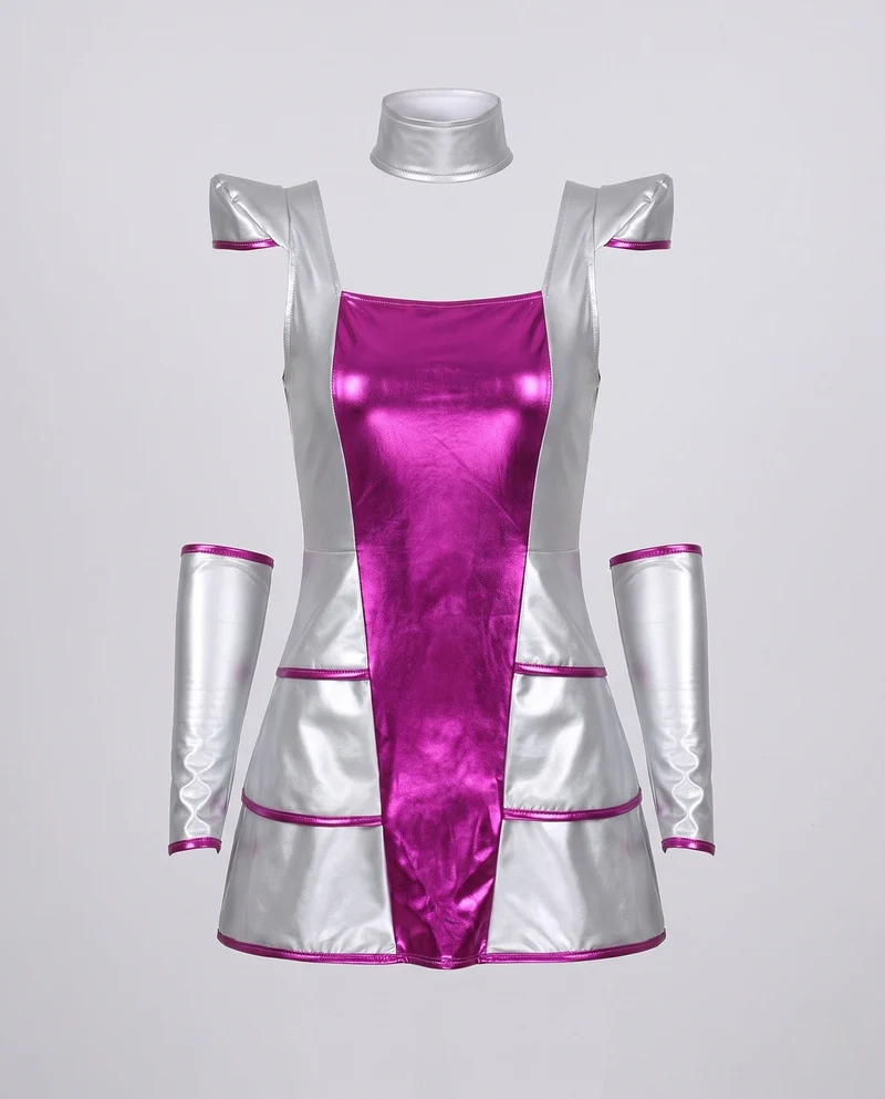 Damen Futuristisches Kostüm mit Armstulpen und glänzenden Akzenten Nord Taschen