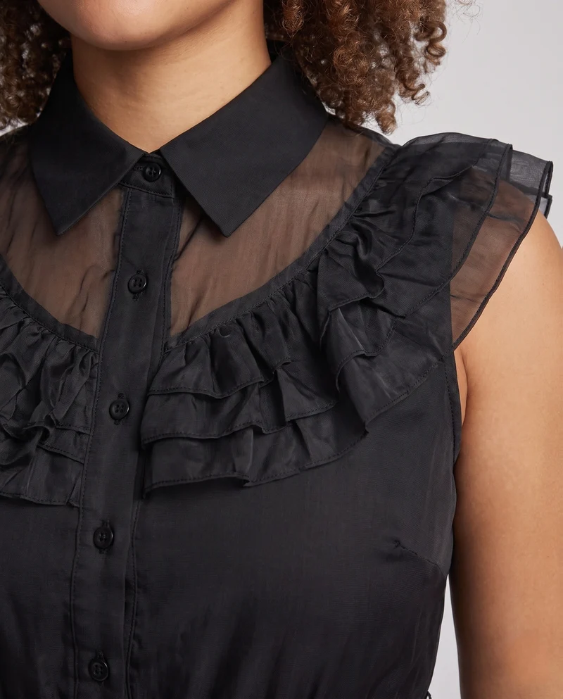 Damen Gartenkleid mit Rüschendetails und tailliertem Gürtel Nord Taschen