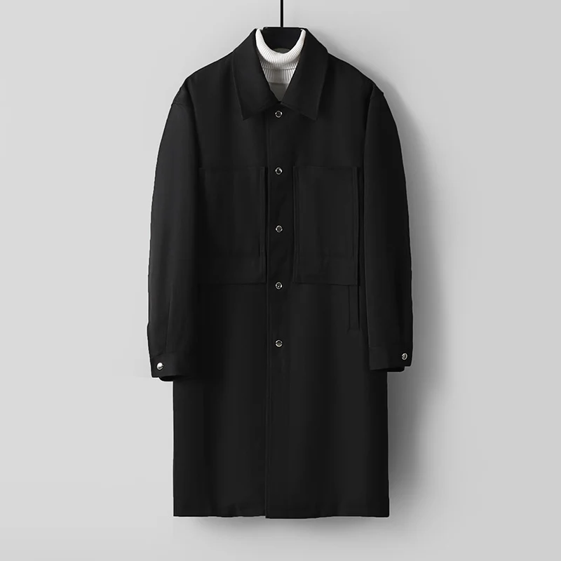 Herren Longline-Mantel mit Hemdkragen und aufgesetzten Taschen Nord Taschen