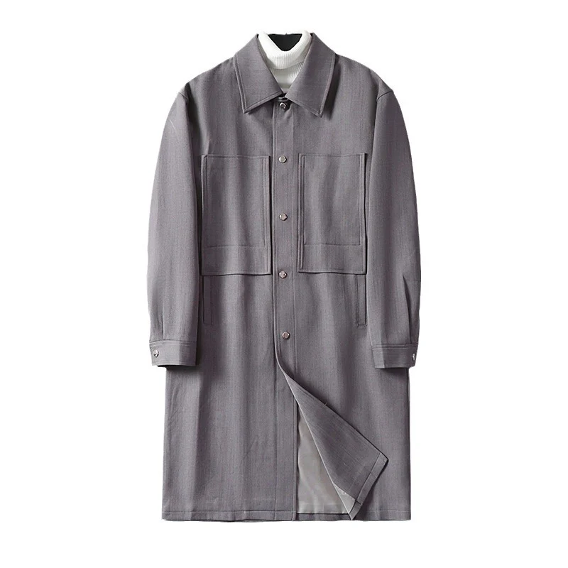 Herren Longline-Mantel mit Hemdkragen und aufgesetzten Taschen Nord Taschen