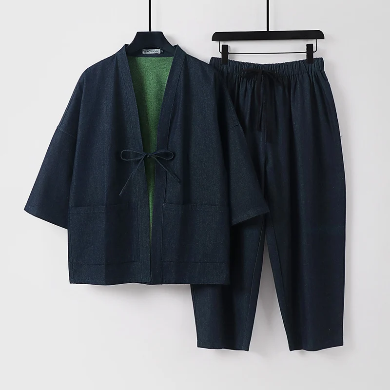 Unisex Kimono-Jacke und lockere Bundhose im Denim-Look Nord Taschen