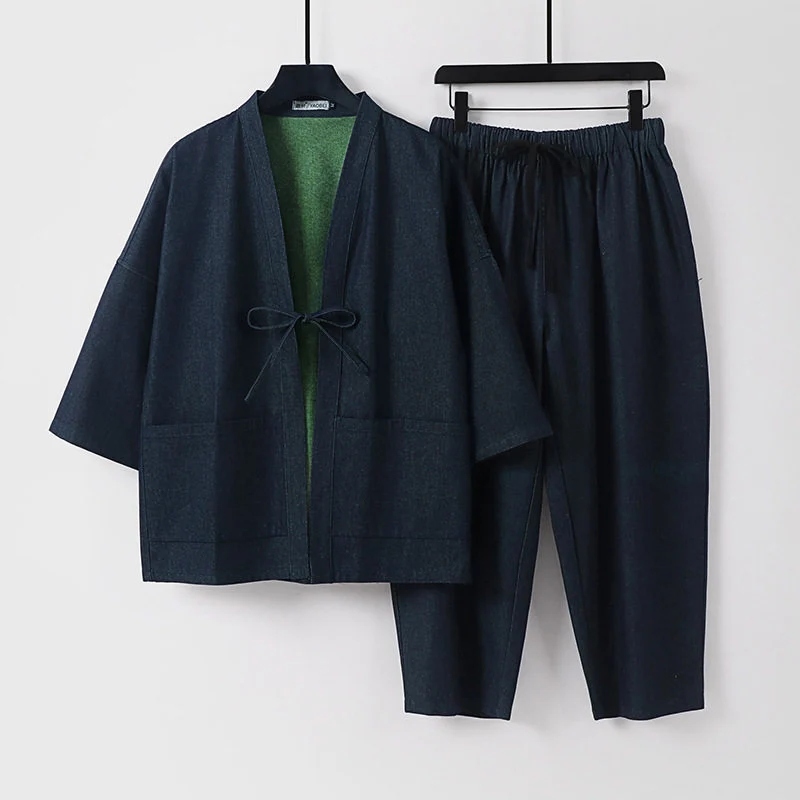 Unisex Kimono-Jacke und lockere Bundhose im Denim-Look Nord Taschen