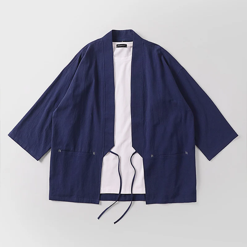 Unisex Kimono-Haori-Jacke mit Bindegürtel und dreiviertelärmeln Nord Taschen