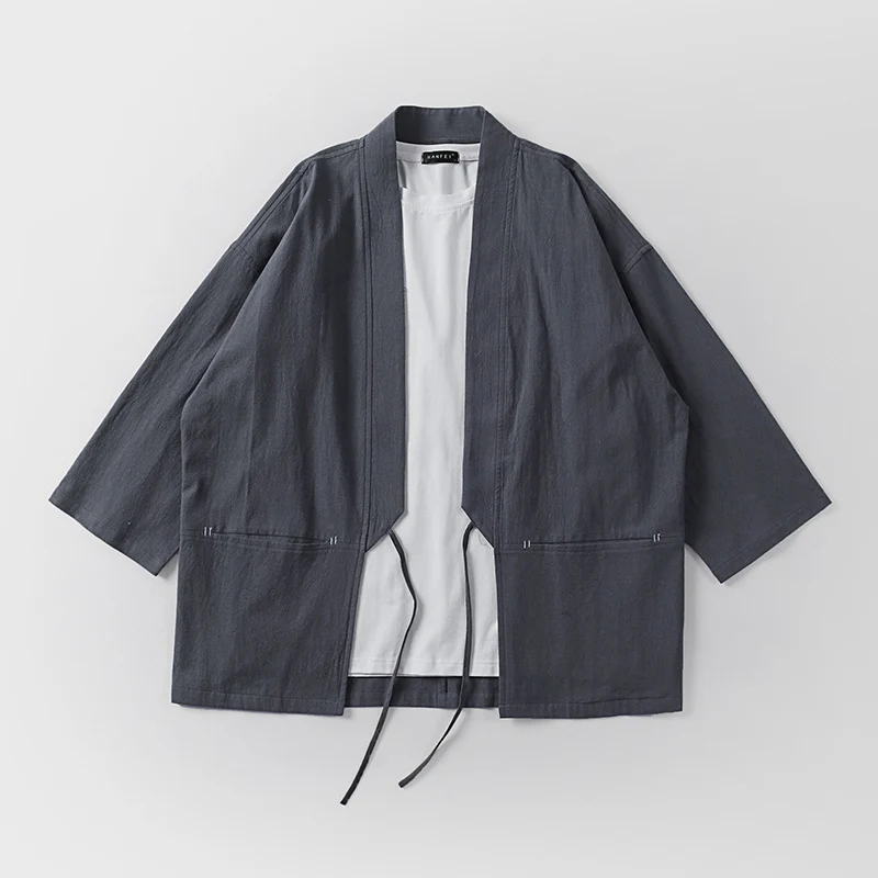 Unisex Kimono-Haori-Jacke mit Bindegürtel und dreiviertelärmeln Nord Taschen