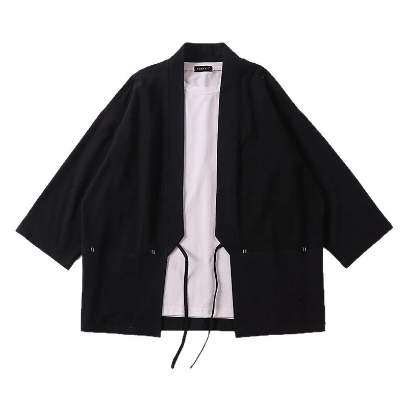 Unisex Kimono-Haori-Jacke mit Bindegürtel und dreiviertelärmeln Nord Taschen
