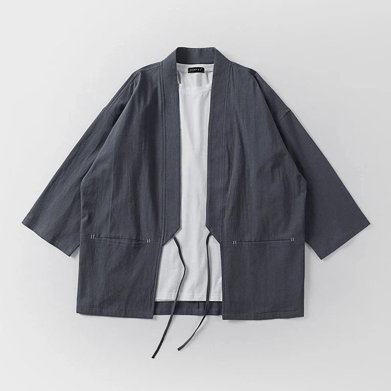 Unisex Kimono-Haori-Jacke mit Bindegürtel und dreiviertelärmeln Nord Taschen
