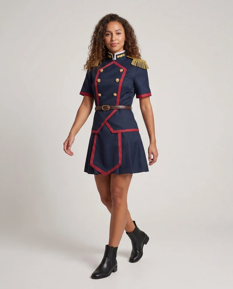 Damen Cosplay-Kostümset mit historischer Uniformjacke, Handschuhen und Accessoires Nord Taschen