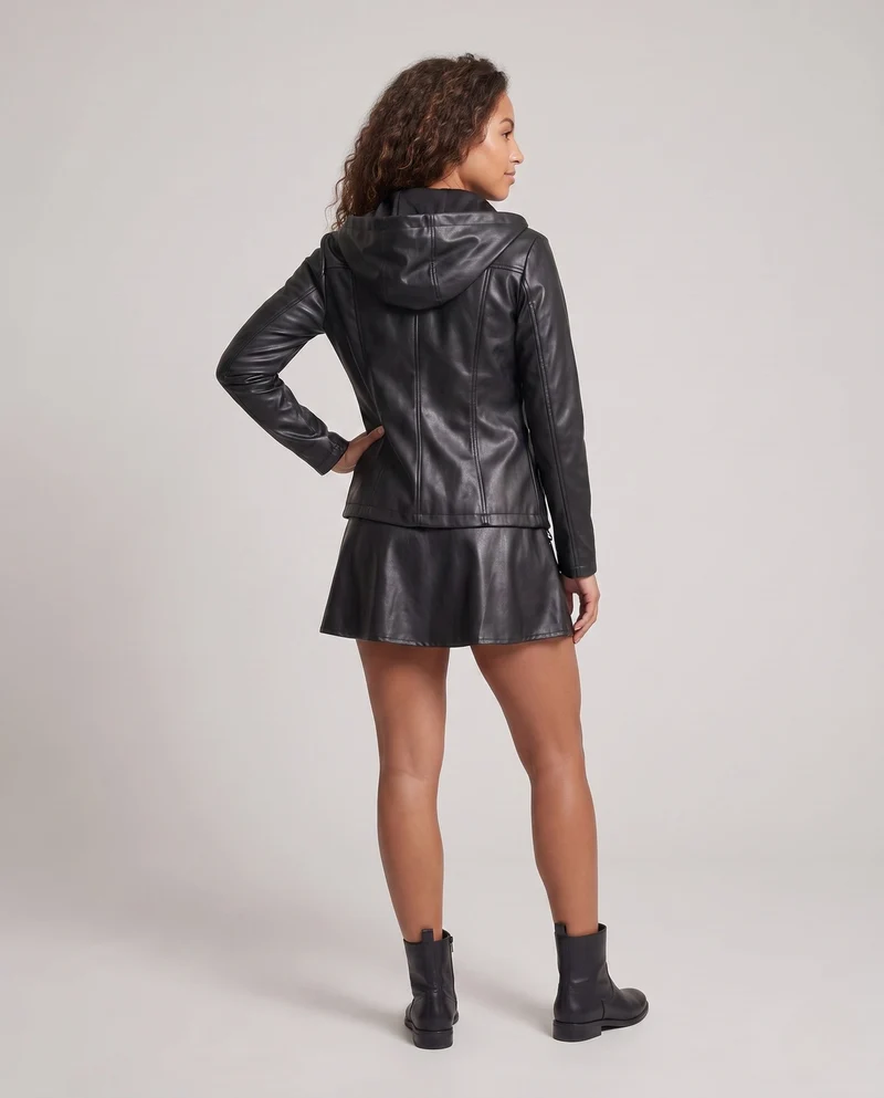 Damen Kunstlederjacke mit abnehmbarem Rock und praktischen Taschen Nord Taschen
