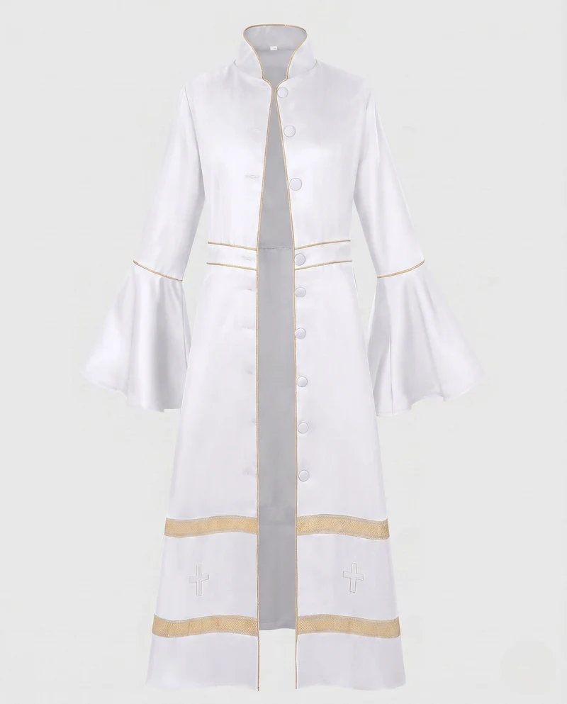 Damen Langarmkleid mit Glockenärmeln und goldenen Akzenten Nord Taschen