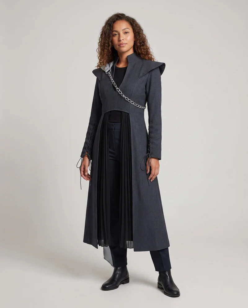 Damen lange Designer-Kleid mit einzigartigem Schnitt Nord Taschen