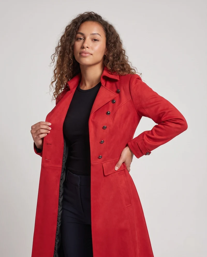Damen langer Mantel mit kunstvollen Knöpfen und eleganter Silhouette Nord Taschen