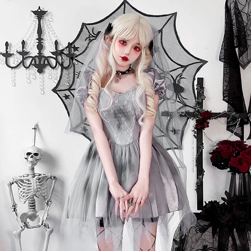 Damen Gothic Brautkleid mit Tüll- und Spitzenverzierungen Nord Taschen