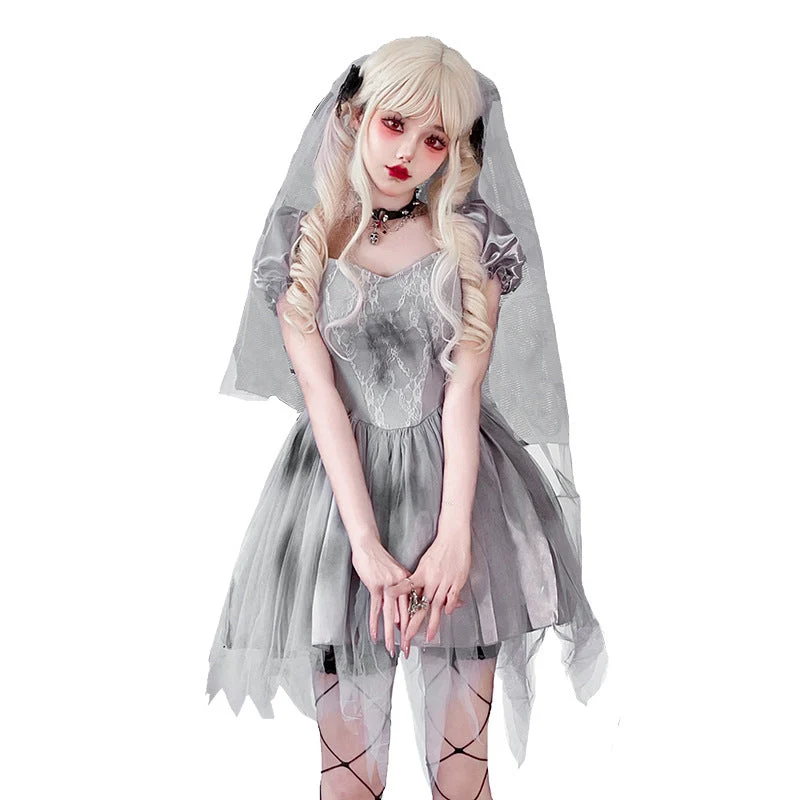 Damen Gothic Brautkleid mit Tüll- und Spitzenverzierungen Nord Taschen