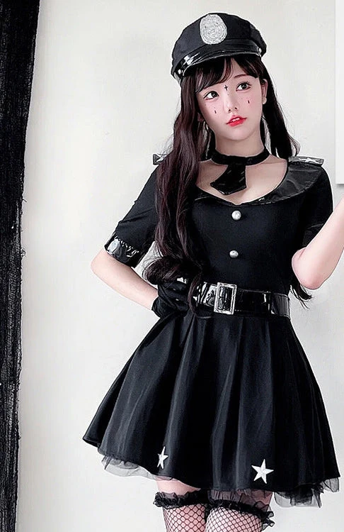 Damen Polizei Kostümkleid mit schicker Kappe und Gefängnisgürtel Nord Taschen