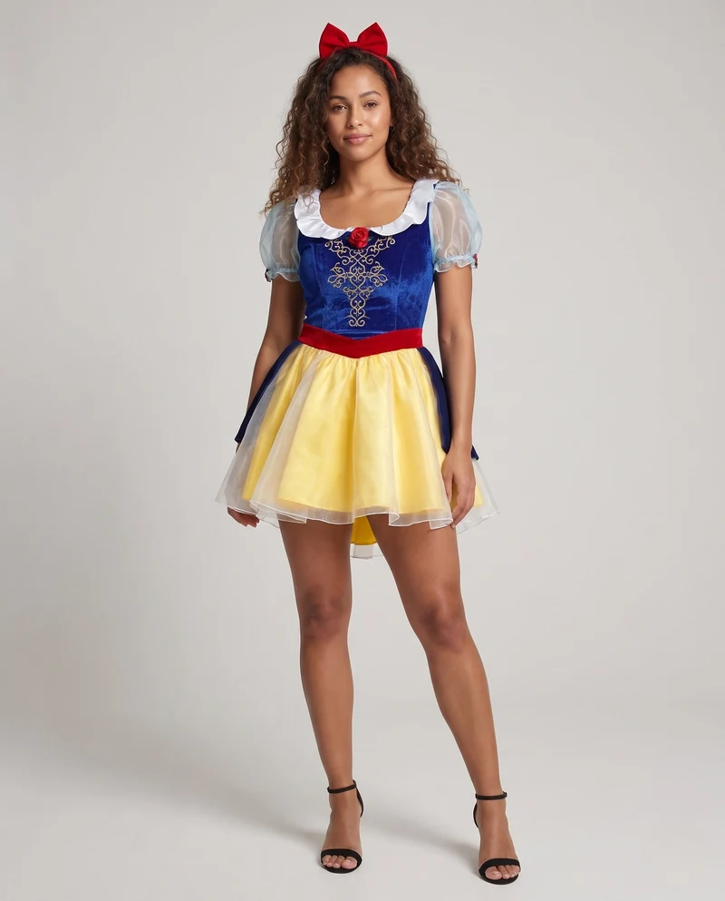 Damen Märchenprincess Kostüm mit Puffärmeln und Rüschendetails Nord Taschen