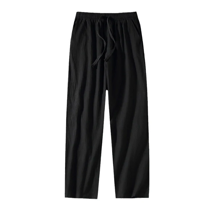 Herren Leinenhose mit elastischem Bund und Tunnelzug geradem Bein Nord Taschen