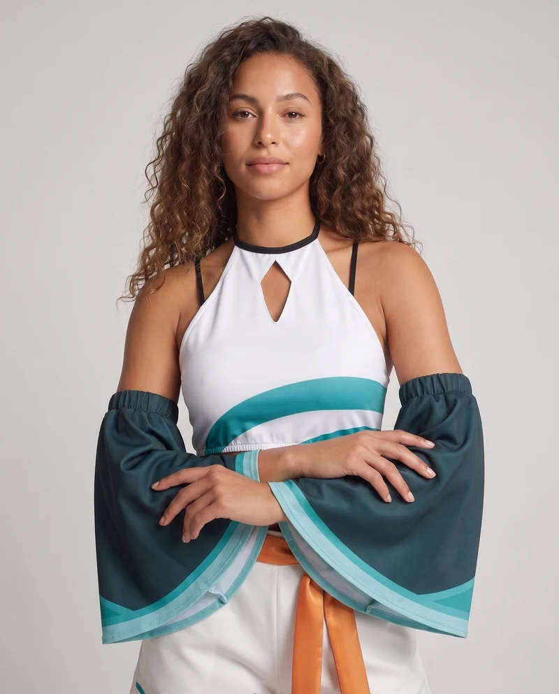 Damen Cosplay-Outfit mit voluminösen Ärmeln und dekorativen Shorts Nord Taschen