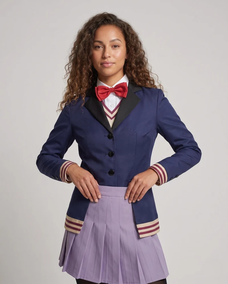 Damen Cosplay-Schuluniform-Set mit Rock, Hemd, Weste und Fliege Nord Taschen